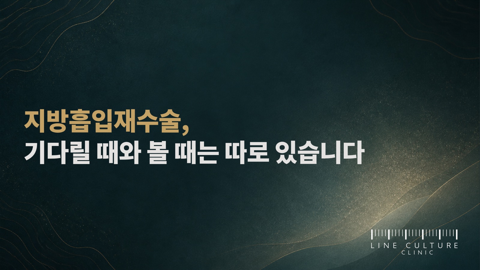 지방흡입재수술, 기다릴 때와 볼 때는 따로 있습니다 - 라인컬처의원