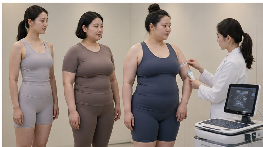 여러 체형의 팔 상태를 검사하는 모습