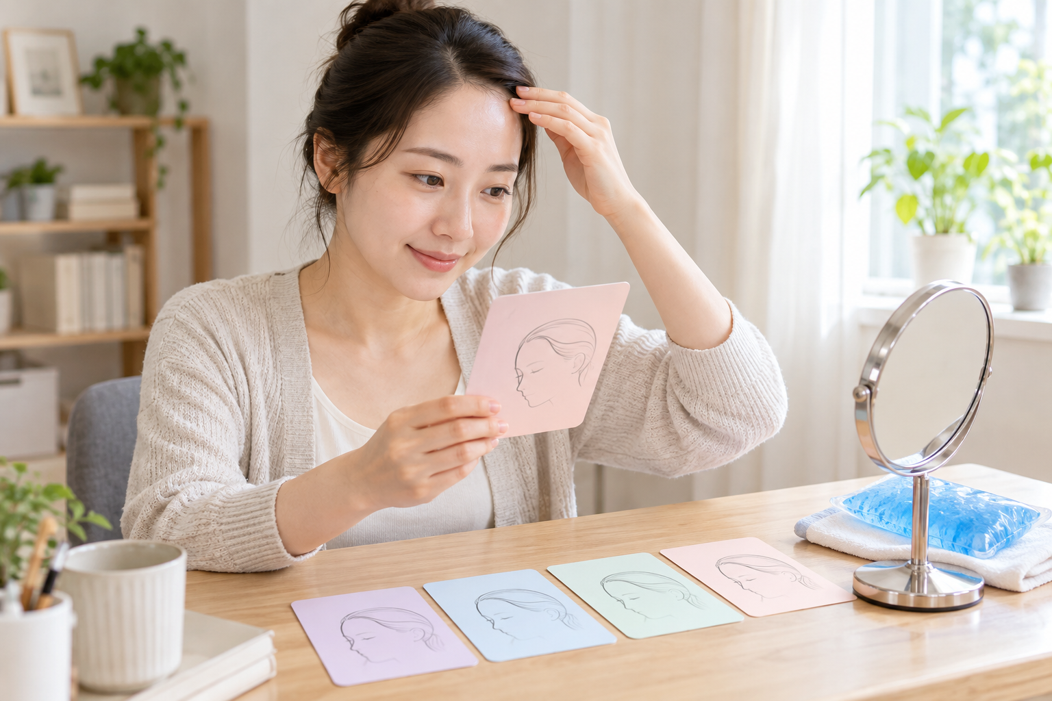 이마 지방이식 뒤 붓기를 시기별로 기록하는 이미지