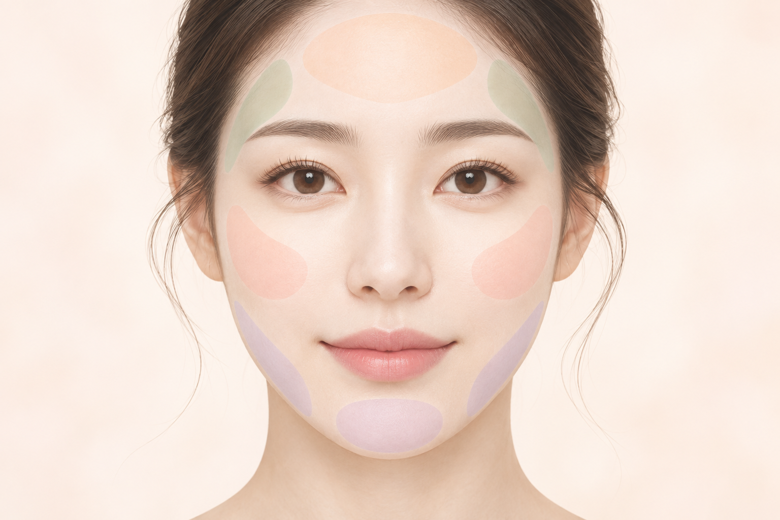 얼굴에서 채울 구역과 비워둘 구역을 나누어 보여주는 이미지
