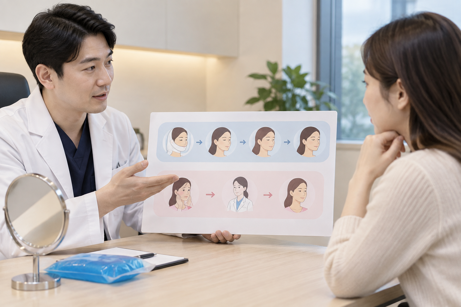 이중턱 회복에서 흔한 흐름과 확인이 필요한 흐름을 나누는 이미지