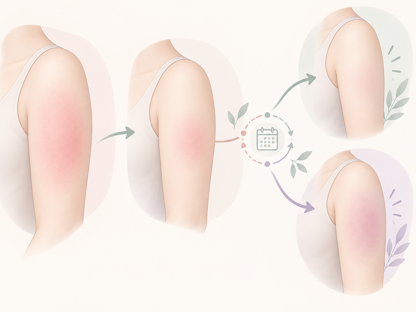 수술 직후부터 여섯 달까지 집에서 하는 것과 알려야 할 신호를 시기별로 나눈 설명 이미지