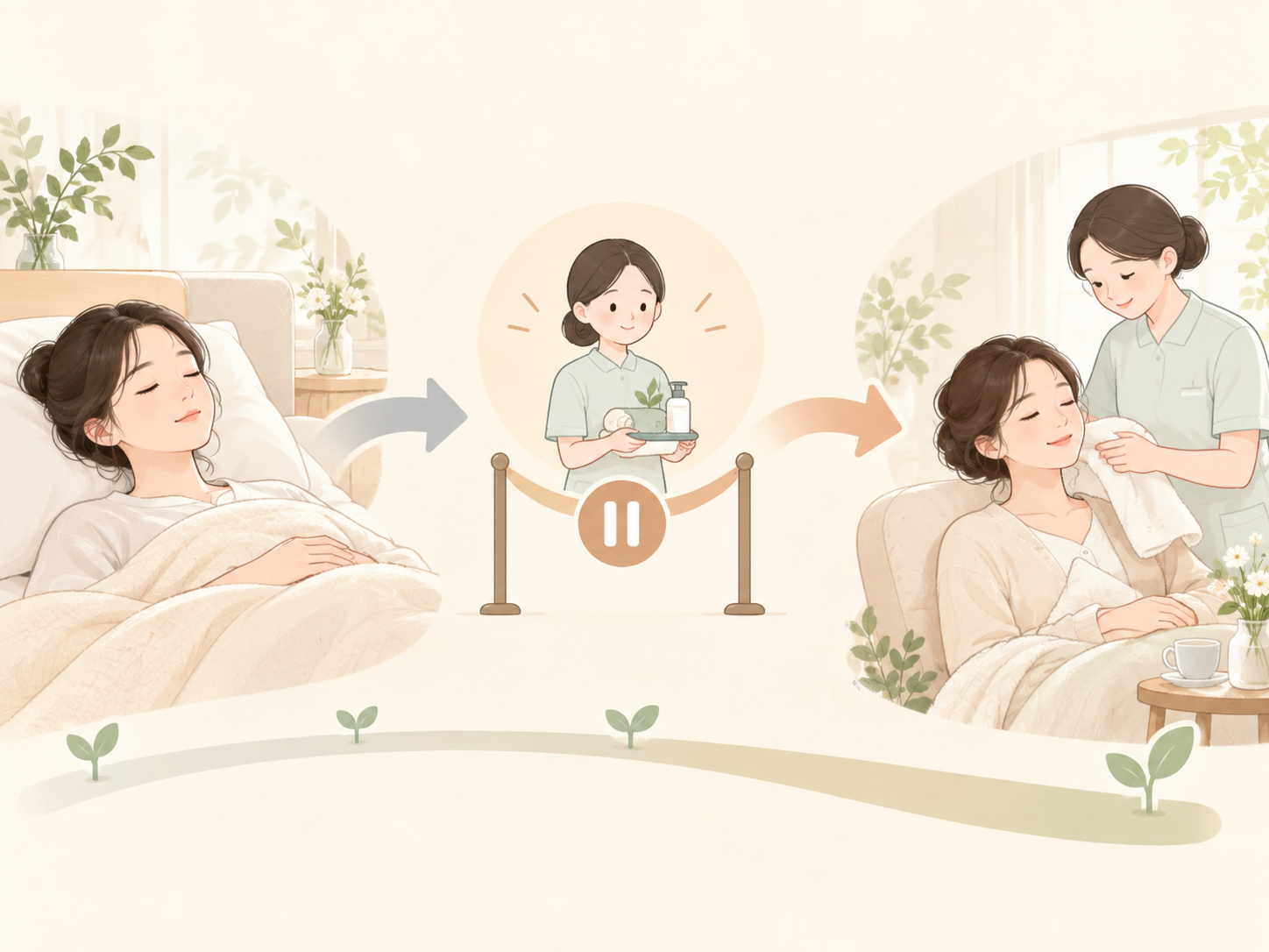 아무는 중인 층에 이른 자극이 들어가면 부기가 늘어날 수 있어 관리 시작 시점을 경과에 맞춰야 한다는 것을 나타낸 설명 이미지